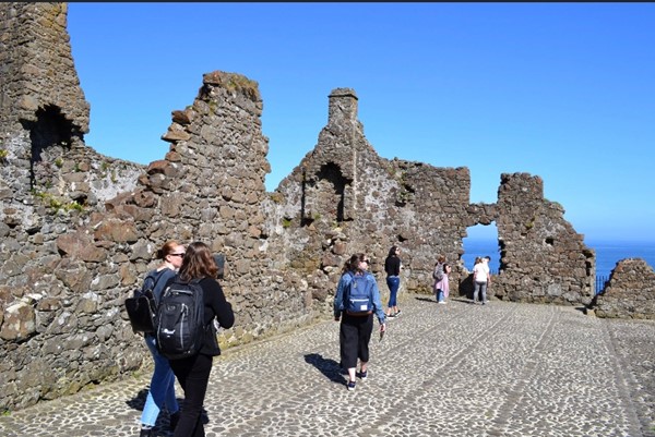 Image of ground inside castle showing cobblestones