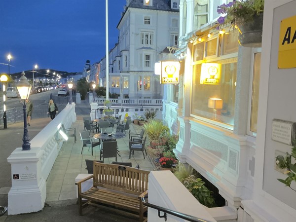 Image of a hotel exterior at night