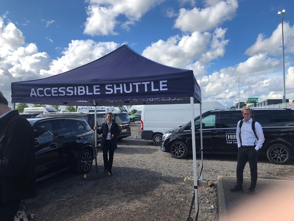 Accessible shuttle bus collection/drop off point. These are all round the circuit.