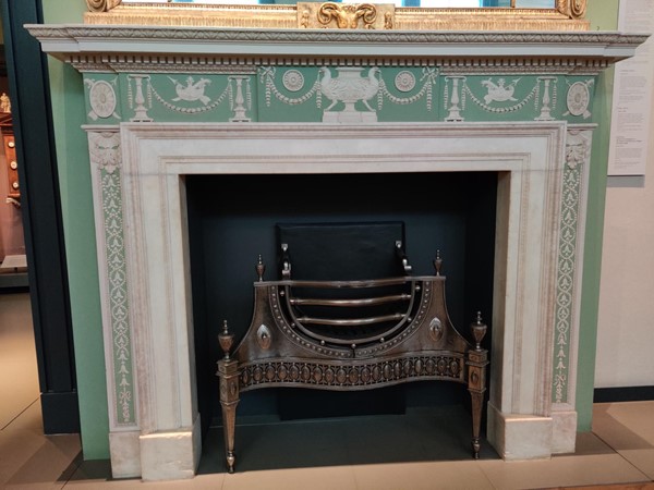 An eighteenth-century fireplace from the Adelphi development by the Adam brothers