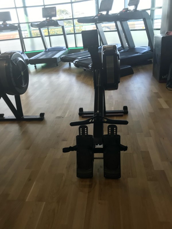 Rowing machine with seat removed