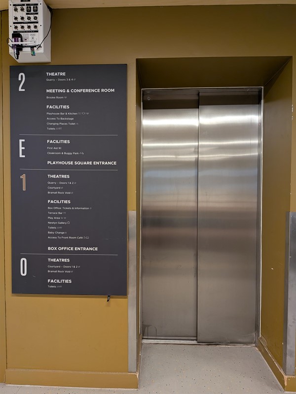 image of lift and list of amenities by floor