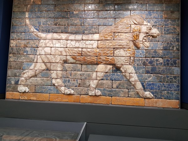 Beautiful walk mosaic of a lion.