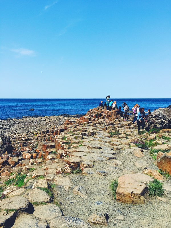View of the Giant’s Causeway on a sunny day.