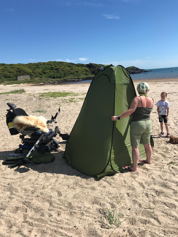 The vertical tent Rachel uses for her personal needs. There are actually 3 people in there lol