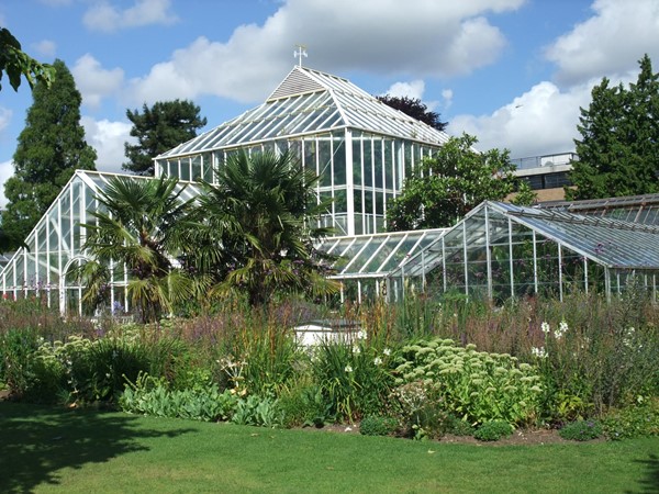 A photo of a greenhouse in the gardens.