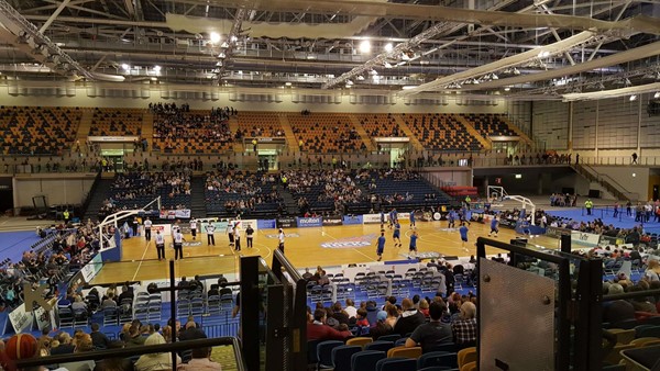 View for the court while approaching the wheelchair accessible spaces.