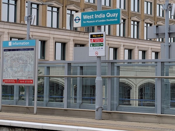 Image of platform with West India Quay sign