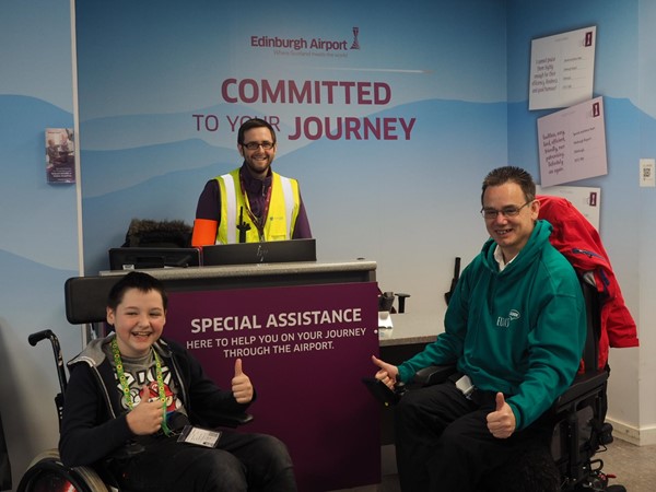 Ben and Paul at the Special Assistance Service at Edinburgh Airport