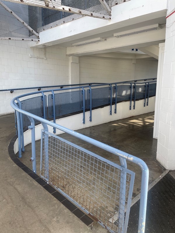 Pedestrian ramp leading to the main shopping centre