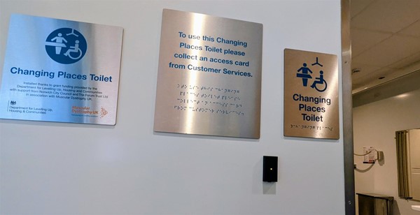 Image of signage for Changing Places Toilet with Braille