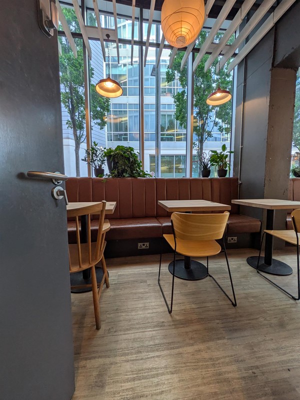 Image of seating from the accessible toilet door