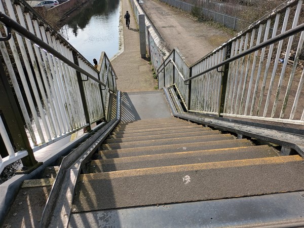 Image of stairs to the canal path near the station