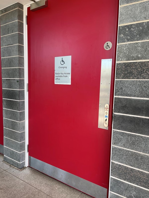 The entrance door to the Changing Places Toilet at the Interchange, Galashiels