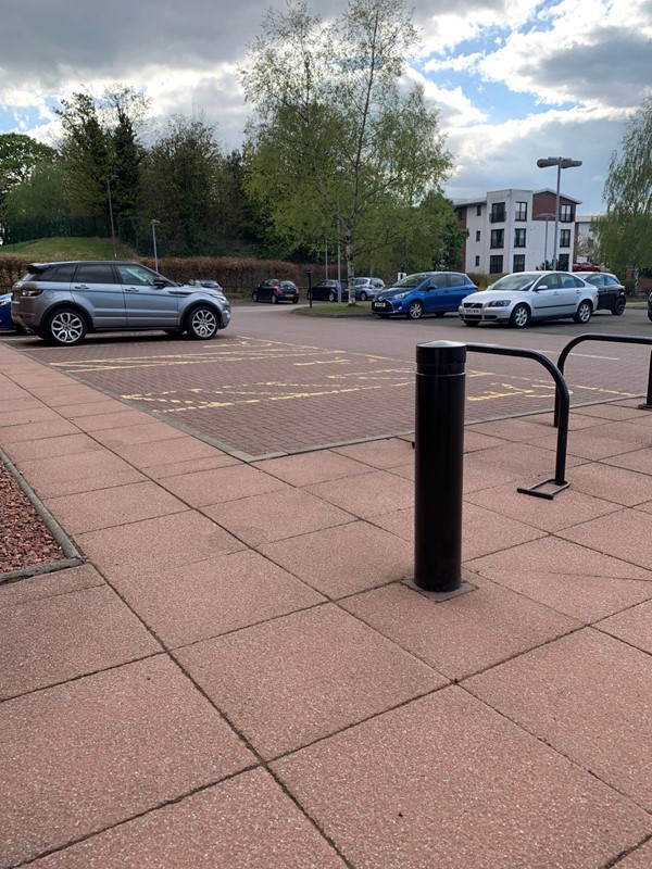 View of accessible parking bays from the front door.