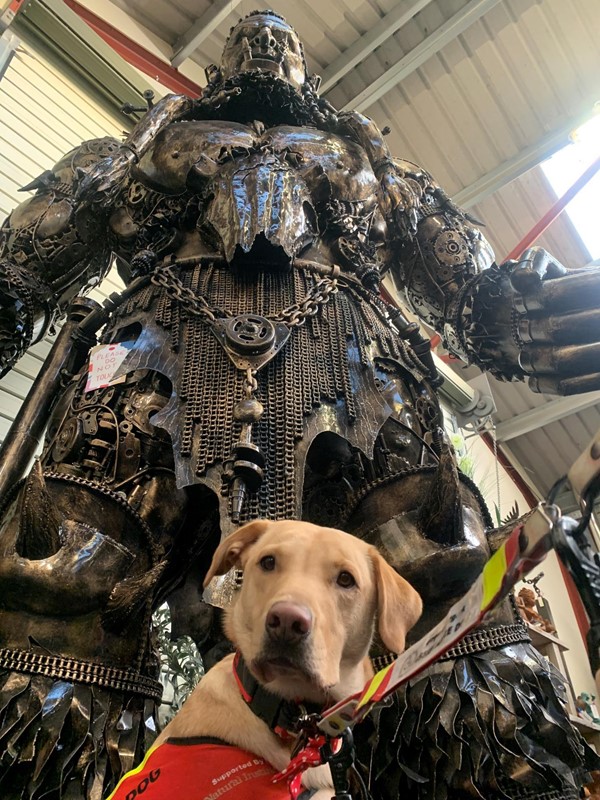 Sculpture of a giant, possibly an orc.