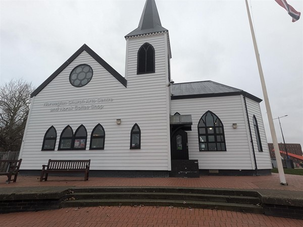 Image of rear entrance to the Norwegian Church Arts Centre