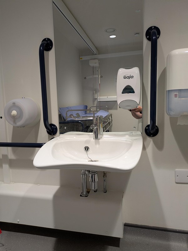 Image of Changing Places toilet at Aerospace showing toilet and sink