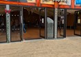 There were building like this entrance to a dining area that had no ramps making it unnecessarily difficult for people in wheelchairs.