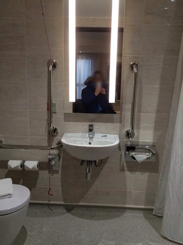 An accessible bedroom's wet room