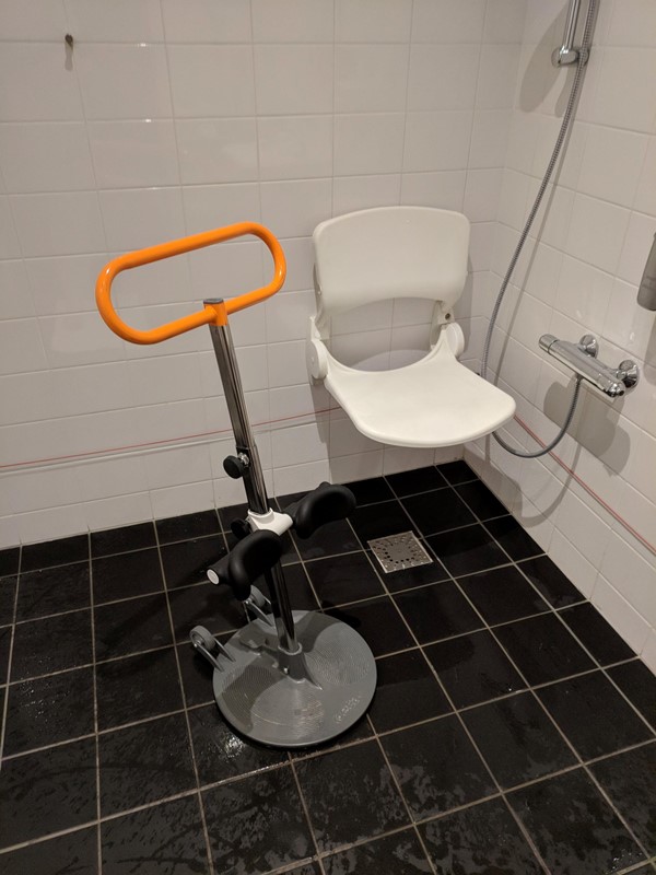 Photo of a toilet with no grab rails.