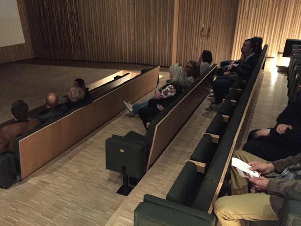 Auditorium showing wheelchair accessible space at Yves Saint Laurent Museum