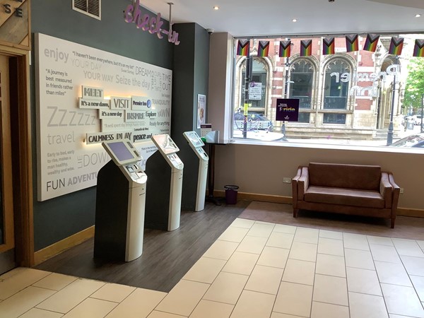 Self check-in area.