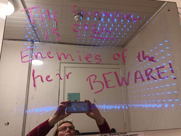 Imager of writing on a mirror