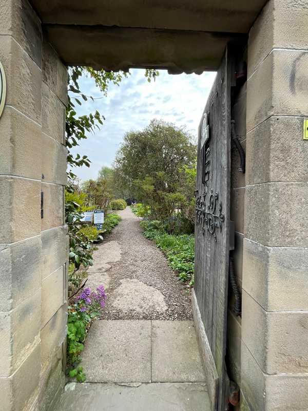 The entrance doorway to Priorwood garden