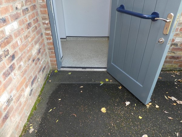 Rather narrow entrance to loo
