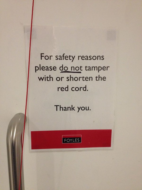 The accessible toilet at Foyle's bookshop