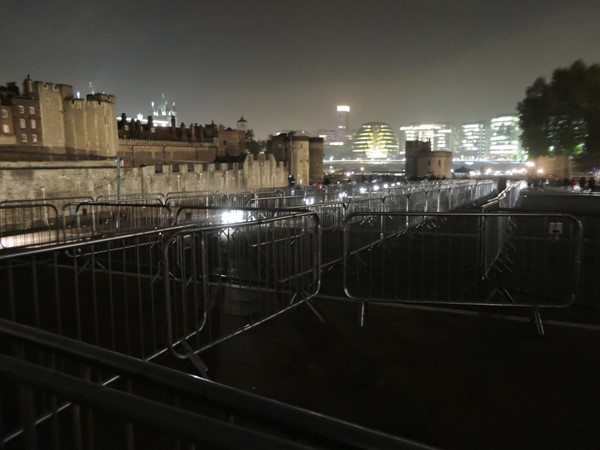 The fenced area where people have to queue