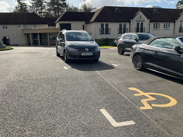 Two disabled bays in the car park