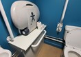 The disabled toilet, including the intrusion into the transfer space.