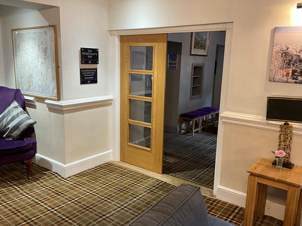 Picture of hotel doorway and corridor