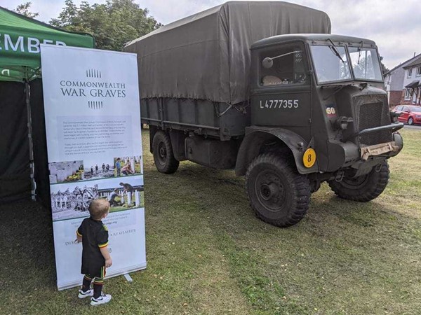 Picture of an army truck at Troqueer Cemetery