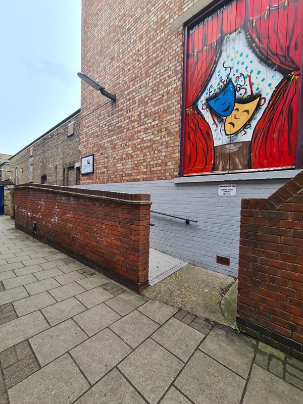 The rear entrance where the ramp is.