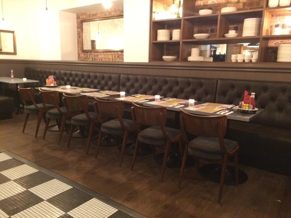 Restaurant seating area.