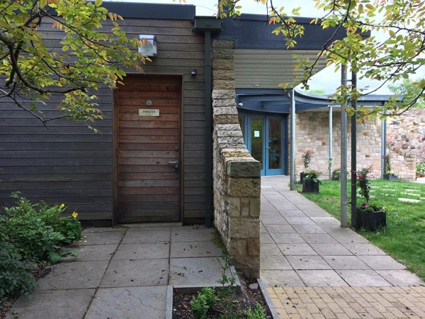 Access to tea room toilets from outside.