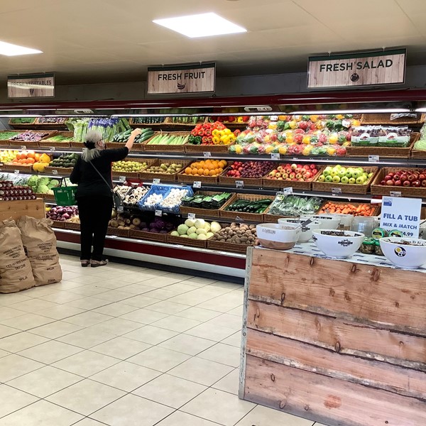 (3) top quality fruit and veg department,