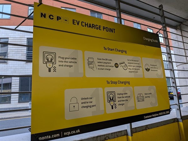image of sign explaining electric vehicle charging point