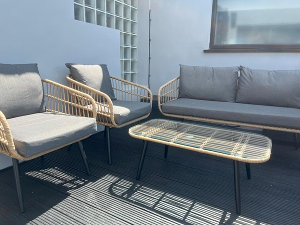 Image of part of the seating area on the garden patio.