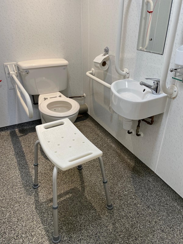 Toilet, and alternative stool for washing.  I just used my wheelchair.