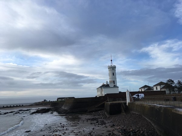 Arbroath's outer harbour and the Signal Tower