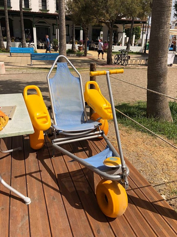 One of the wheelchairs what can be used on the sand and in the sea.