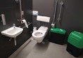 The larger accessible toilet