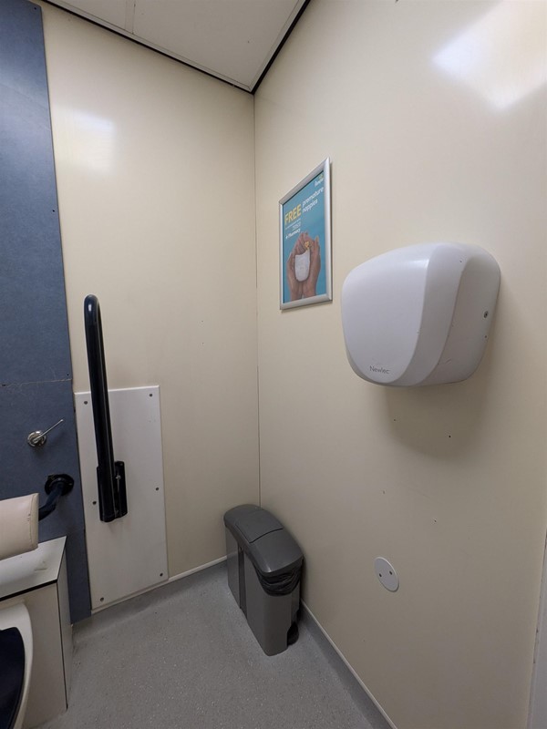 image of hand dryer in accessible bathroom Jubilee wing