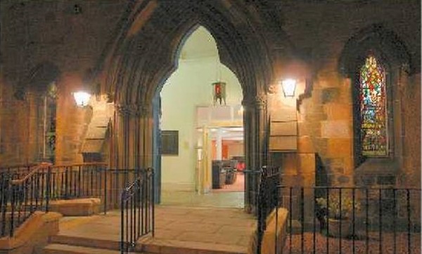 Front door of church hall