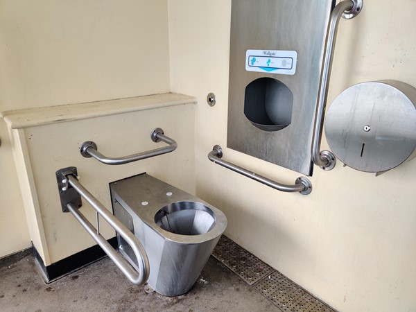 The accessible toilet and handbasin