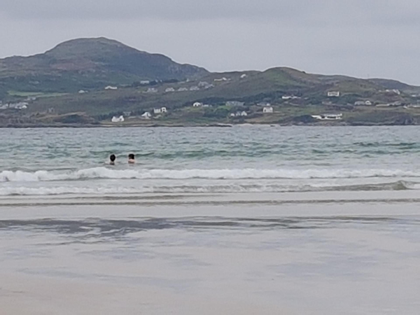 View seen from beach wheelchair out on Marble Hill Strand across the sea inlet to Downings Peninsula